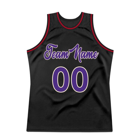 Custom Basketball Jersey Purple-Red Throwback Black Authentic