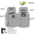 Custom Black Jersey Gray V-Neck Basketball