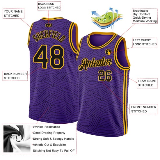 Jersey Authentic Black-Gold Basketball Edition Purple City Custom Jersey Authentic Black-Gold Basketball Edition Purple City Custom