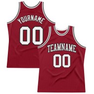 Custom Authentic Maroon Basketball White-Black Throwback Jersey