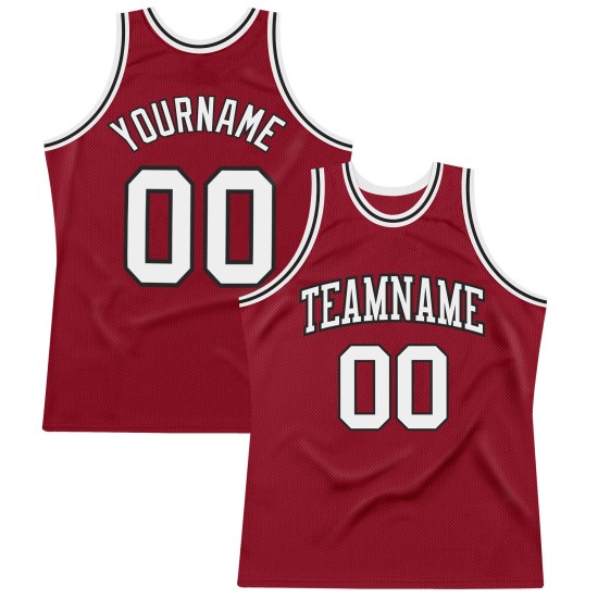 Custom Authentic Maroon Basketball White-Black Throwback Jersey Custom Authentic Maroon Basketball White-Black Throwback Jersey