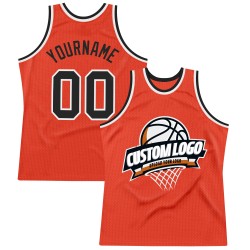 Black-White Custom Authentic Orange Basketball Throwback Jersey