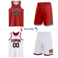 Basketball Red Custom Sublimation Suit Side Black-White Reversible Double Jersey