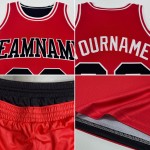 Basketball Red Custom Sublimation Suit Side Black-White Reversible Double Jersey