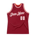 Throwback Authentic Jersey Custom Basketball White-Orange Maroon