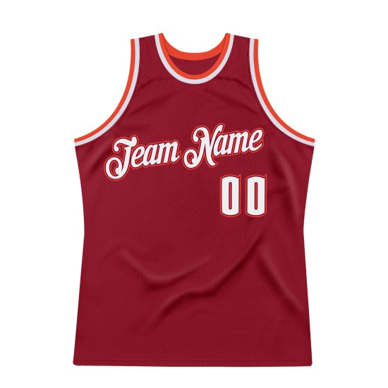 Throwback Authentic Jersey Custom Basketball White-Orange Maroon