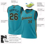 Basketball Throwback Black-Old Authentic Gold Custom Teal Jersey