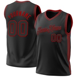 Jersey Custom Red Basketball Black Authentic Throwback