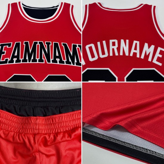 Side Black Suit Red-White Jersey Custom Reversible Sublimation Double Basketball Side Black Suit Red-White Jersey Custom Reversible Sublimation Double Basketball