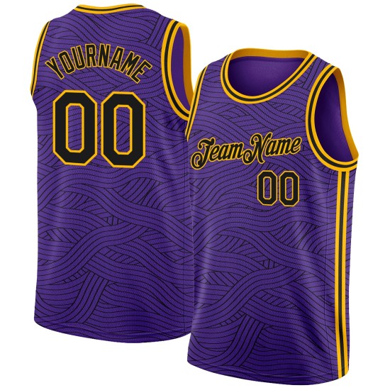 Jersey Authentic Black-Gold Basketball Edition Purple City Custom Jersey Authentic Black-Gold Basketball Edition Purple City Custom