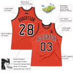 Custom Authentic Throwback Basketball Black-White Orange Jersey