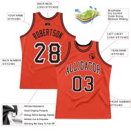 Custom Authentic Throwback Basketball Black-White Orange Jersey