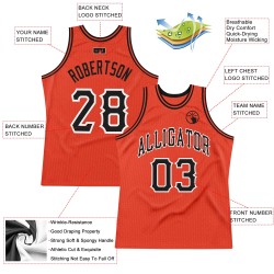 Custom Authentic Throwback Basketball Black-White Orange Jersey