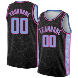 Flowers Authentic Light Black Blue-Pink Edition Jersey Basketball Custom City