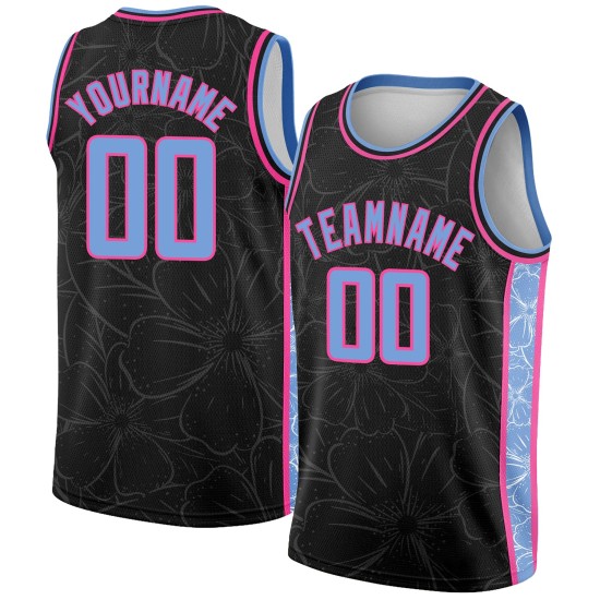 Flowers Authentic Light Black Blue-Pink Edition Jersey Basketball Custom City Flowers Authentic Light Black Blue-Pink Edition Jersey Basketball Custom City