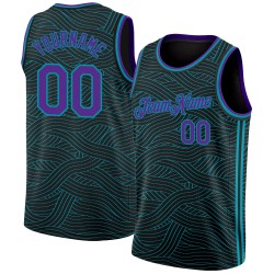 Black Purple-Teal City Basketball Authentic Custom Edition Jersey