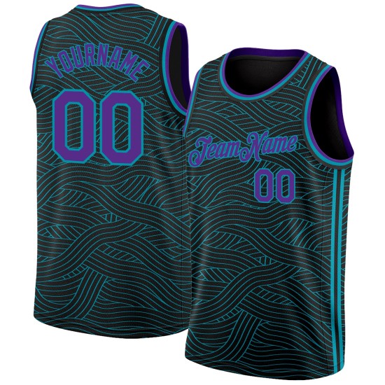 Black Purple-Teal City Basketball Authentic Custom Edition Jersey Black Purple-Teal City Basketball Authentic Custom Edition Jersey