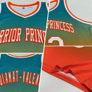 Authentic Jersey White-Orange Custom Basketball Teal Fashion Fade