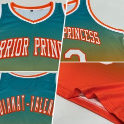 Authentic Jersey White-Orange Custom Basketball Teal Fashion Fade