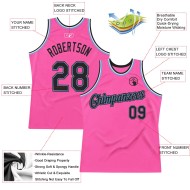 Authentic Throwback Pink Blue Jersey Custom Basketball Black-Light