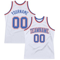 Jersey Basketball Blue-Orange Throwback Custom Authentic White