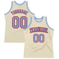 Jersey Custom Authentic Throwback Blue-Red Light Cream Basketball