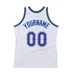 Basketball Purple-Teal White Custom Authentic Throwback Jersey