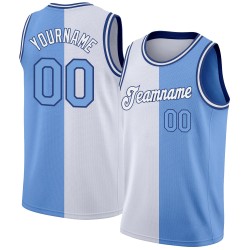 Fashion Split Blue-Royal Jersey Light Authentic White Basketball Custom