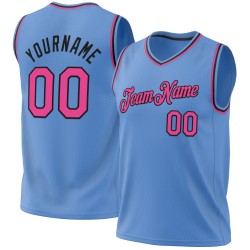 Basketball Jersey Blue Light Throwback Custom Authentic Pink-Black
