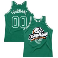 Basketball Green Kelly Custom Jersey White Throwback Authentic