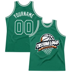 Basketball Green Kelly Custom Jersey White Throwback Authentic