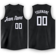 Black White Basketball Custom Neck Jersey Round