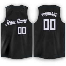 Black White Basketball Custom Neck Jersey Round