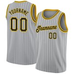 Black-Gold Basketball Jersey Authentic Pinstripe Black Gray Custom Black-Gold Basketball Jersey Authentic Pinstripe Black Gray Custom