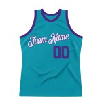 Purple-White Teal Custom Jersey Authentic Basketball Throwback