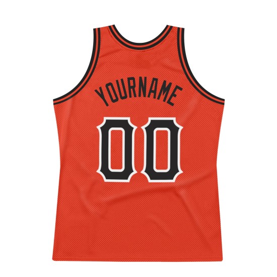 Custom Authentic Throwback Basketball Black-White Orange Jersey