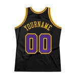 Throwback Jersey Black Authentic Purple-Gold Basketball Custom Throwback Jersey Black Authentic Purple-Gold Basketball Custom