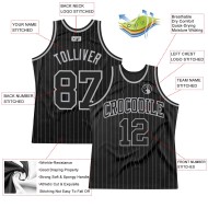Gray Black-Gray Pinstripe Jersey Authentic Custom Basketball Black