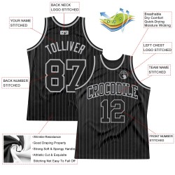 Gray Black-Gray Pinstripe Jersey Authentic Custom Basketball Black