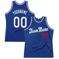 Royal Authentic Throwback White-Red Jersey Custom Basketball