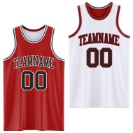 Basketball Red Custom Sublimation Suit Side Black-White Reversible Double Jersey