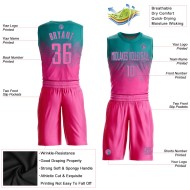 Jersey Pink Custom Round Sublimation Basketball Teal Suit Neck