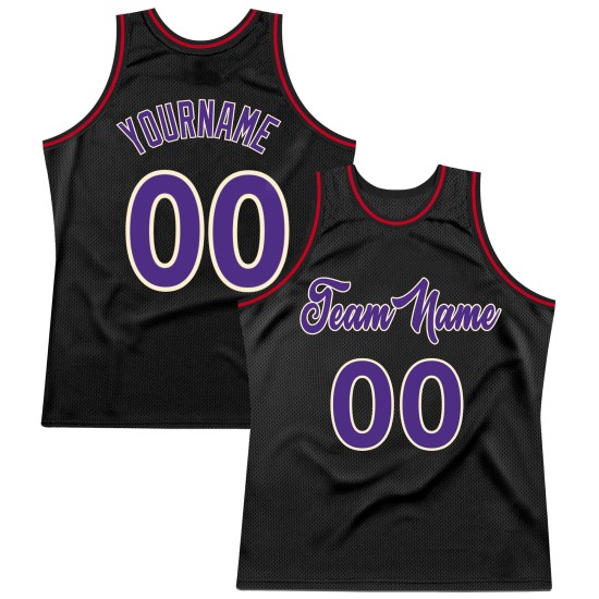 Custom Basketball Jersey Purple-Red Throwback Black Authentic