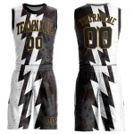 Basketball Jersey White Gold Sublimation Custom Suit Round Neck Black-Old
