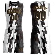 Basketball Jersey White Gold Sublimation Custom Suit Round Neck Black-Old