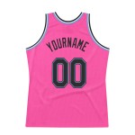 Authentic Throwback Pink Blue Jersey Custom Basketball Black-Light