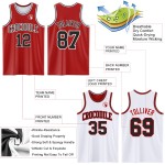 Basketball Red Custom Sublimation Suit Side Black-White Reversible Double Jersey
