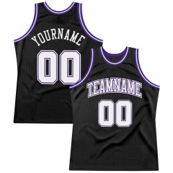 Custom White-Purple Basketball Authentic Jersey Black Throwback
