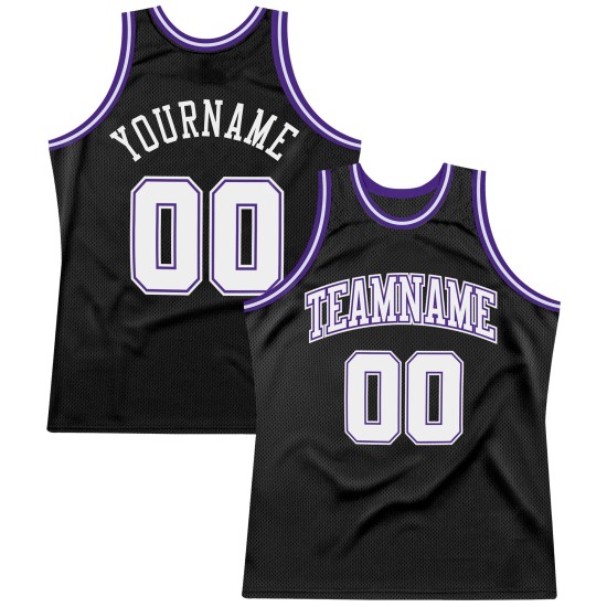 Custom White-Purple Basketball Authentic Jersey Black Throwback Custom White-Purple Basketball Authentic Jersey Black Throwback