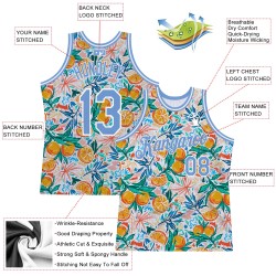 Basketball Jersey Pattern Design Custom Oranges Blue-White White Light Authentic 3D